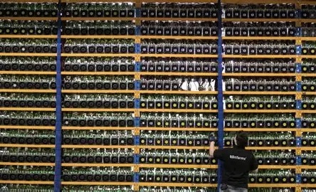 An extensive mining farm with multiple machines running