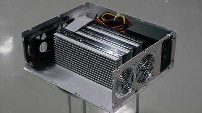 An advanced mining rig setup, illustrating key components for enhanced efficiency in cryptocurrency mining