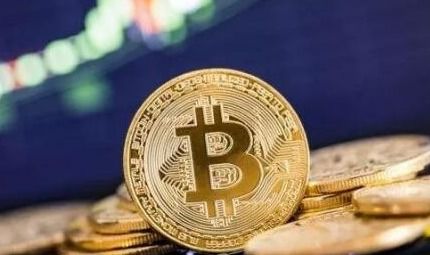 Bitcoin mining farm illuminated with cooling equipment and server racks